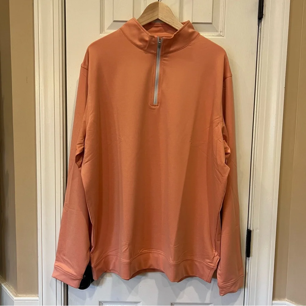 Peter Millar Perth Melange Performance Quarter Zip Men’s XXL Sea Star Orange